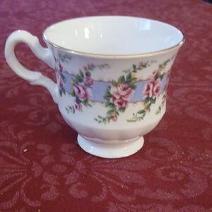 Floral Porcelain Teacup with Pink Roses And  Mini Tea Time Cup